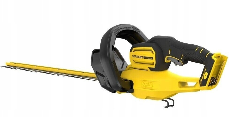 Un tagliasiepi a batteria giallo e nero con lama lunga.
