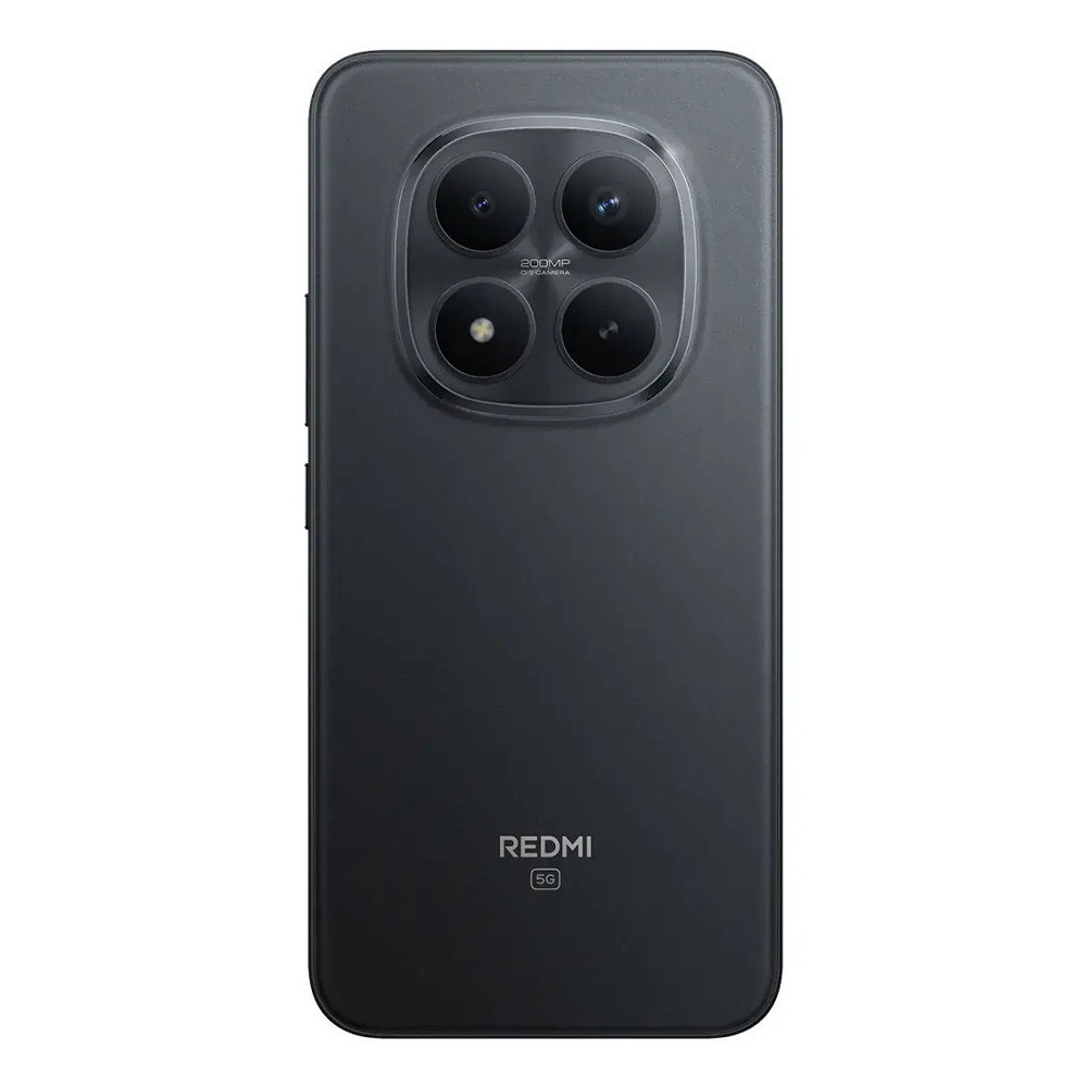 Vista posteriore di uno smartphone Redmi 5G nero con configurazione quad-camera.