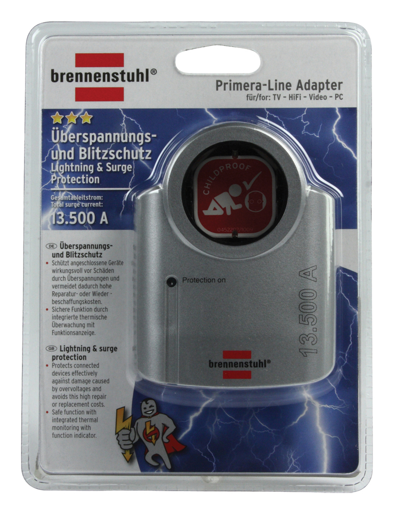 Brennenstuhl Überspannungsschutz Adapter mit 13.500 A, für TV, HiFi, Video, PC.