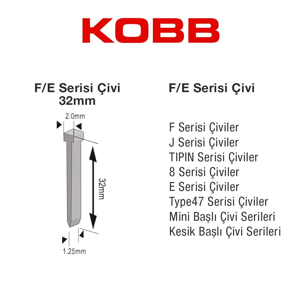 2,0 mm, 32 mm ve 1,25 mm ölçülerinde bir çivi çizimi.
