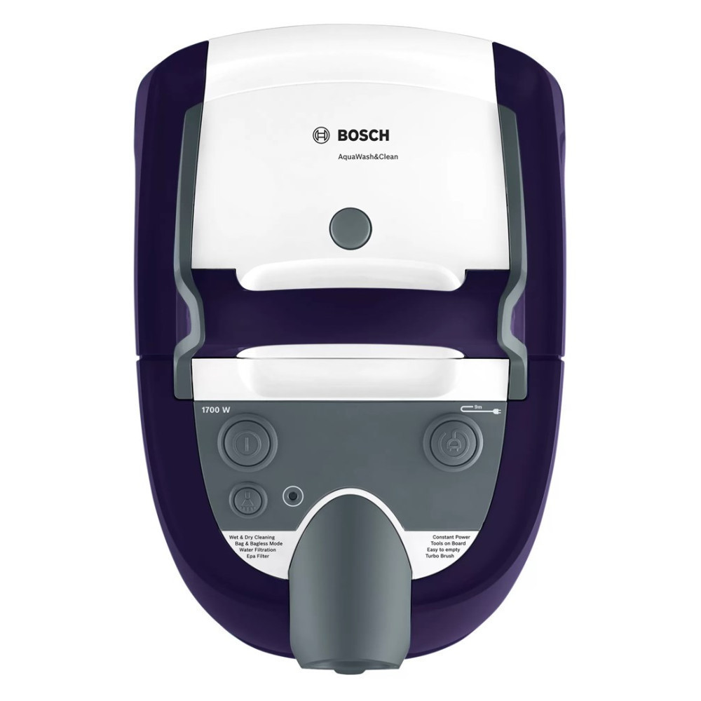 Odkurzacz Bosch AquaWash&Clean. Moc 1700W, czyszczenie na mokro/sucho, opcja bezworkowa.