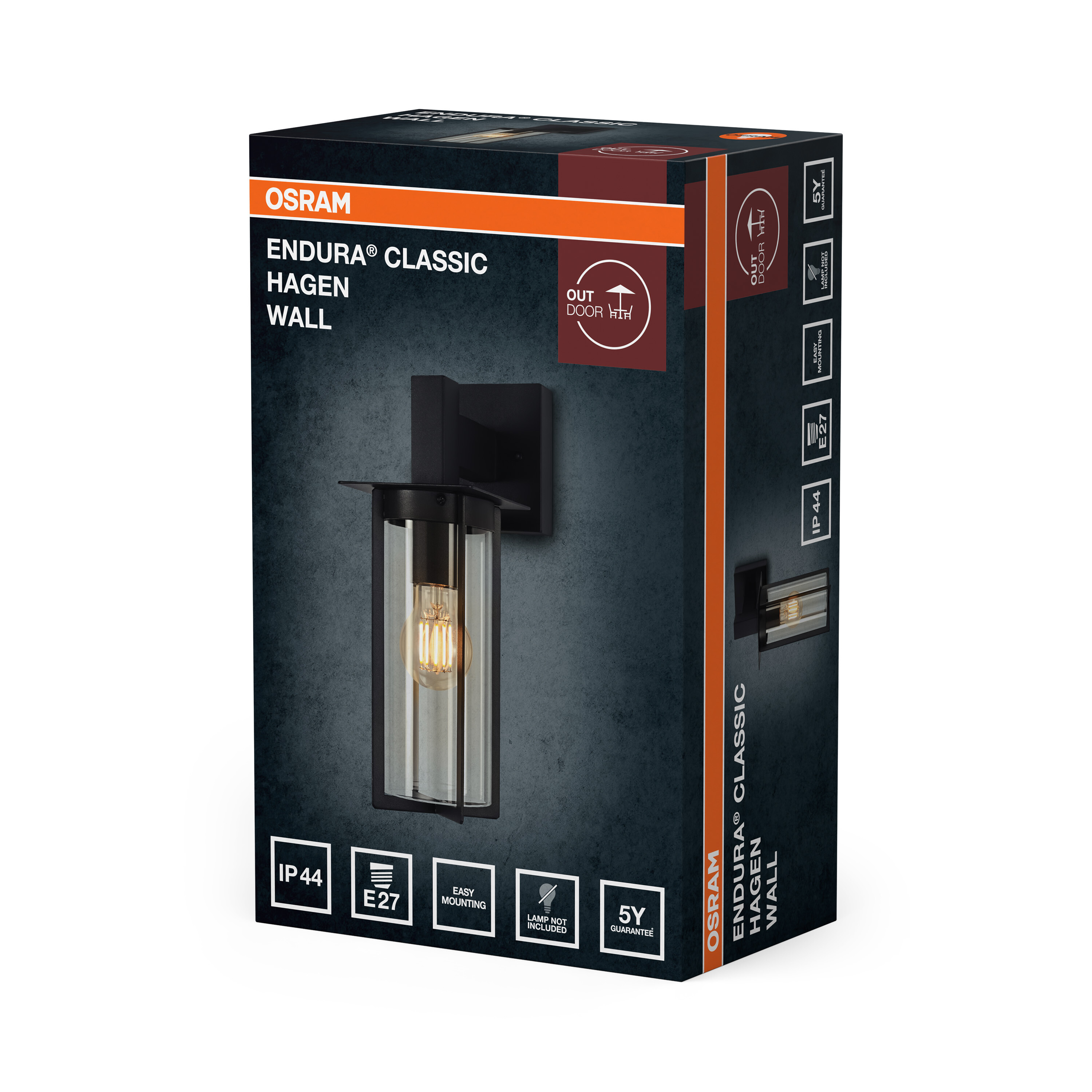 OSRAM Endura Classic Hagen Wandleuchte Verpackung mit Abbildung.