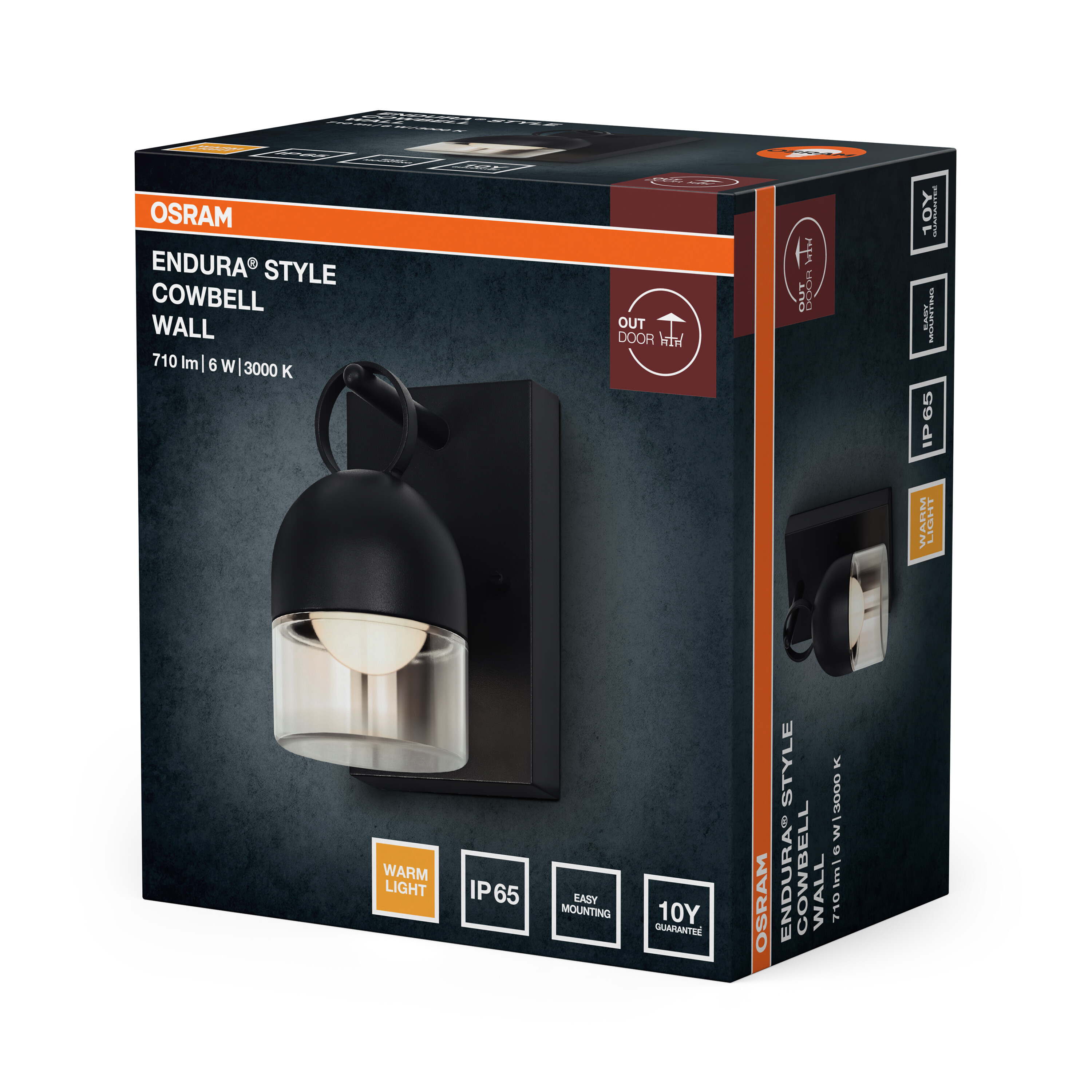 Osram Endura Style Cowbell Wandleuchte, schwarz, warmes Licht.