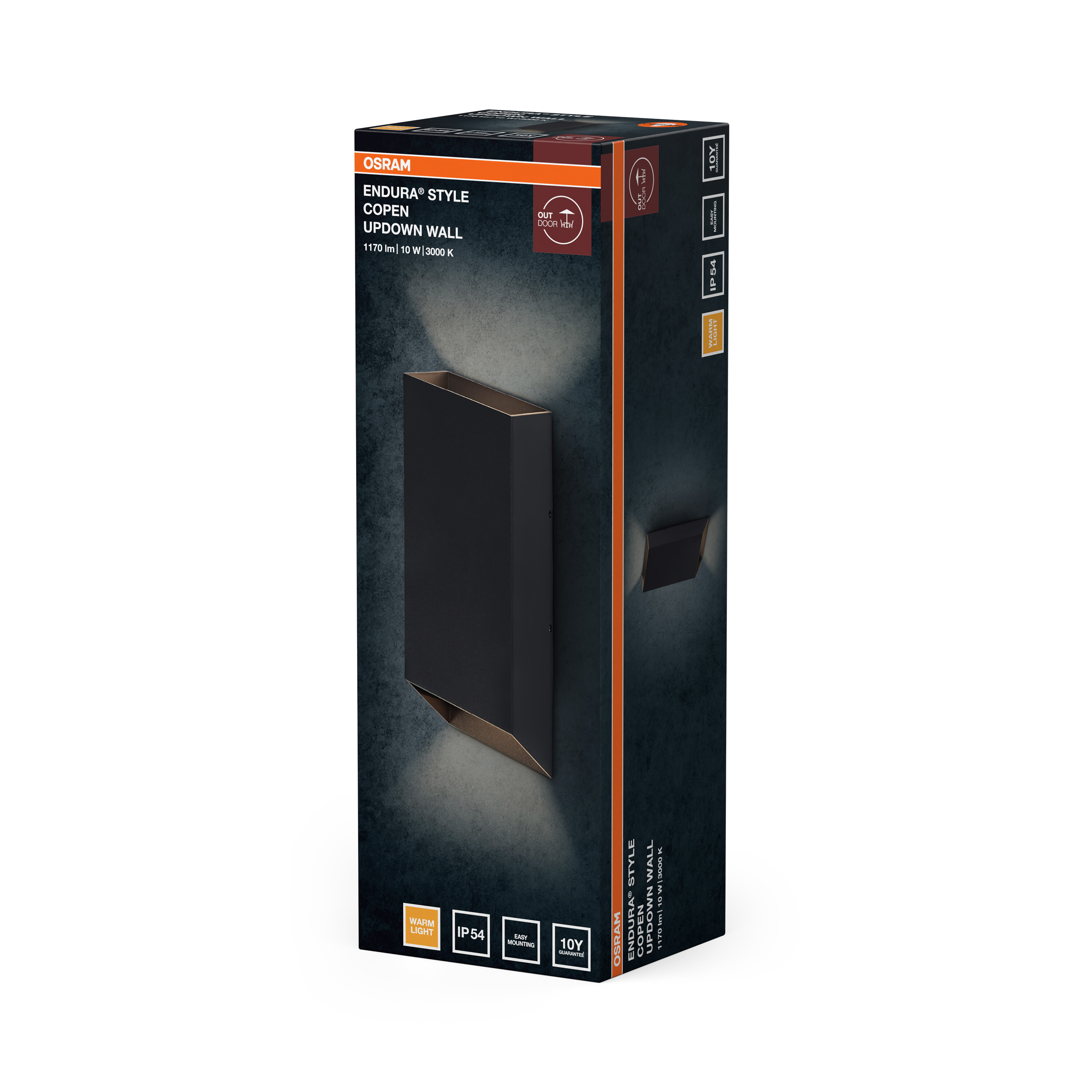 Osram Endura Style Copen Wandleuchte, schwarz, 10W, IP54, 3000K.