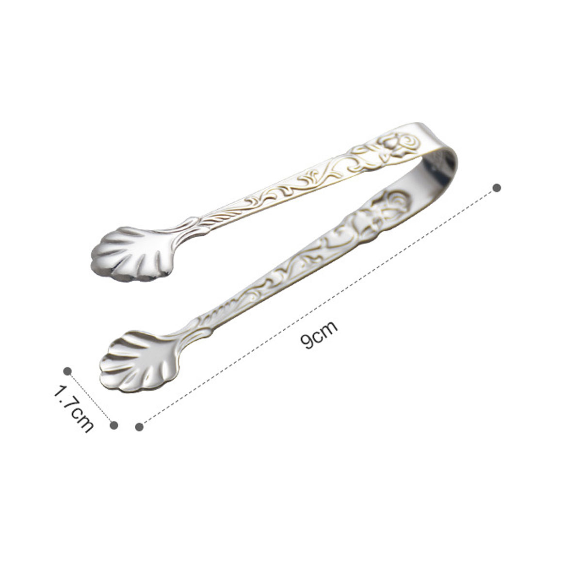 Eine silberne Zuckerschale mit Ornamenten, 9 cm lang.