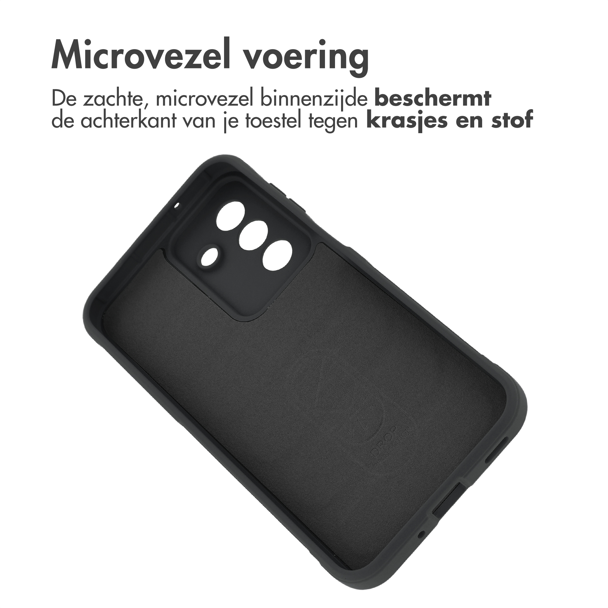 Black phone case with microfiber lining, showing the interior.