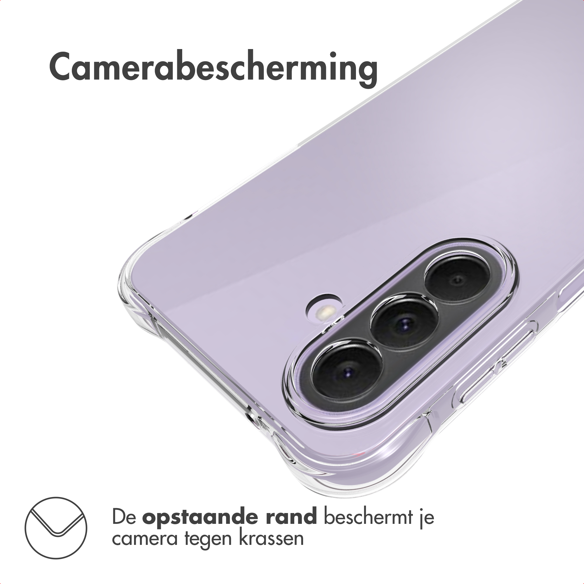 Transparente Handyhülle schützt die Kamera des Telefons mit einem erhöhten Rand.