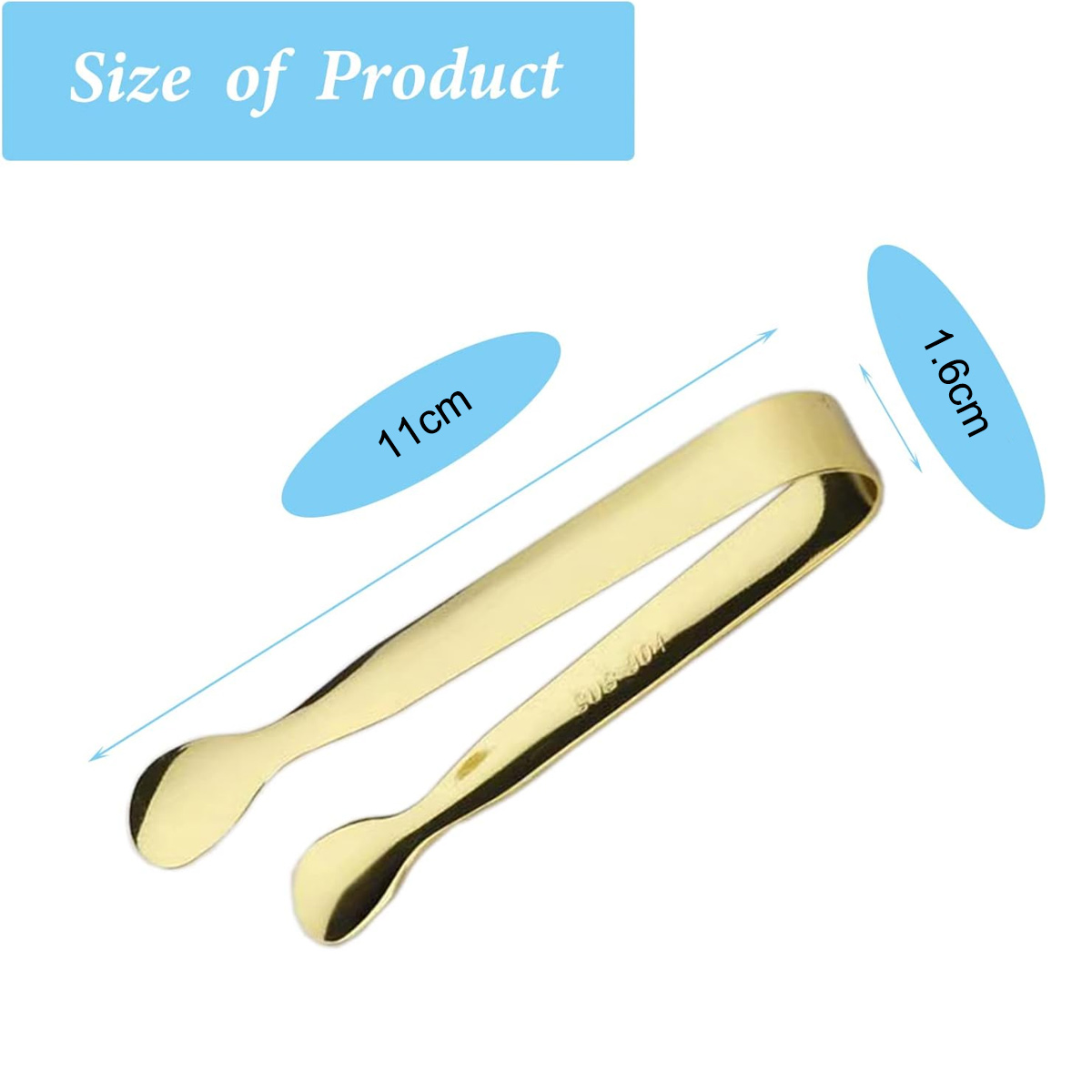 Goldene Zange, 11 cm lang, 1,6 cm breit, mit Aufdruck SUS 304.