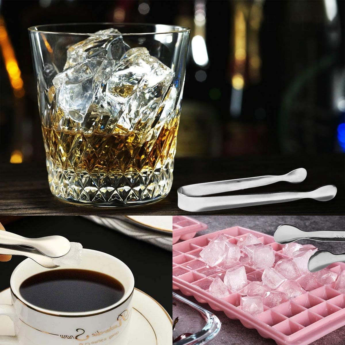 Ein Glas Whiskey mit Eis, daneben eine Eiswürfelform mit Eis.