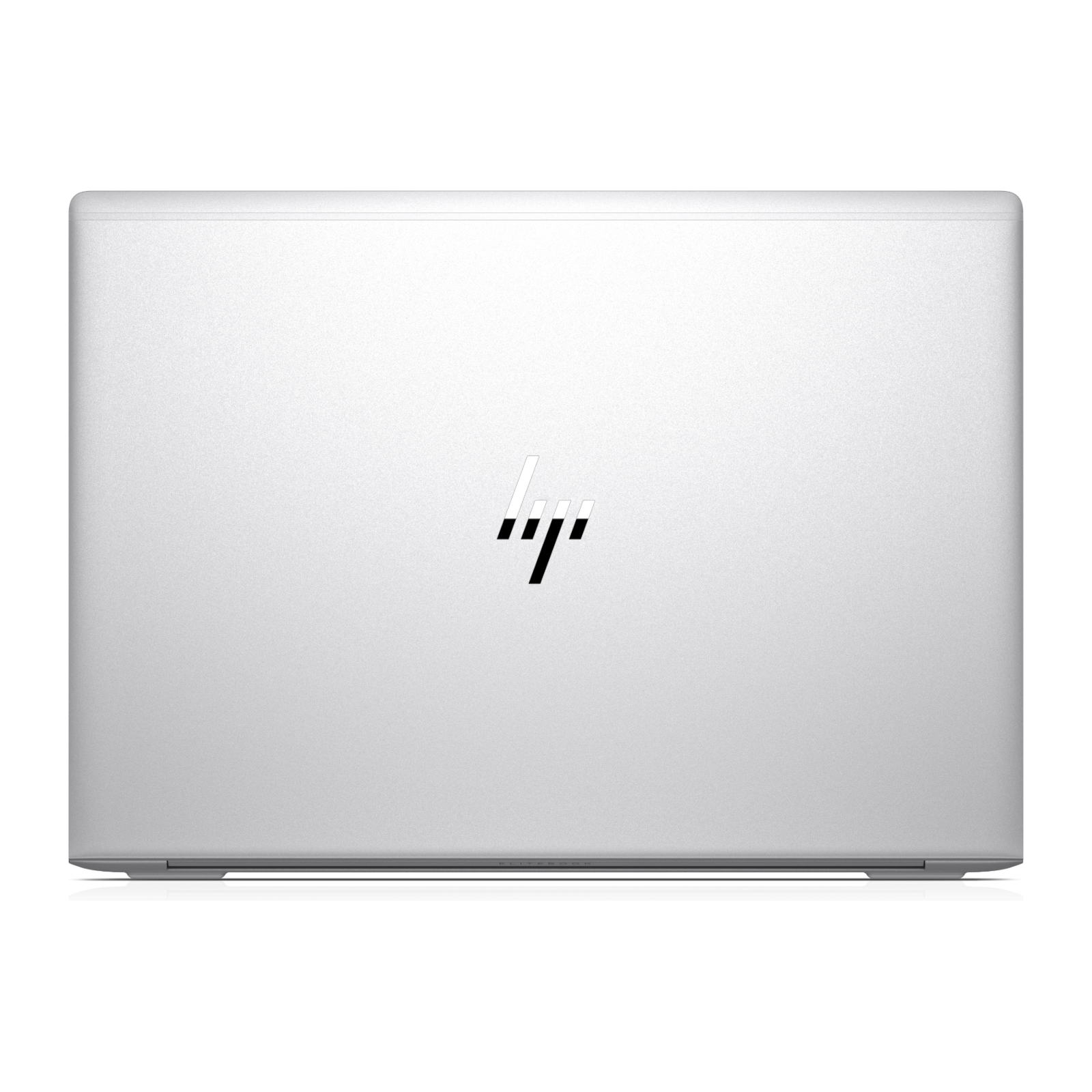 Geschlossener silberner Laptop mit HP-Logo auf dem Deckel.
