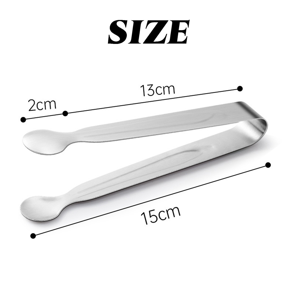 Silberne Metallzange, 15cm lang, mit 2cm Löffelenden.