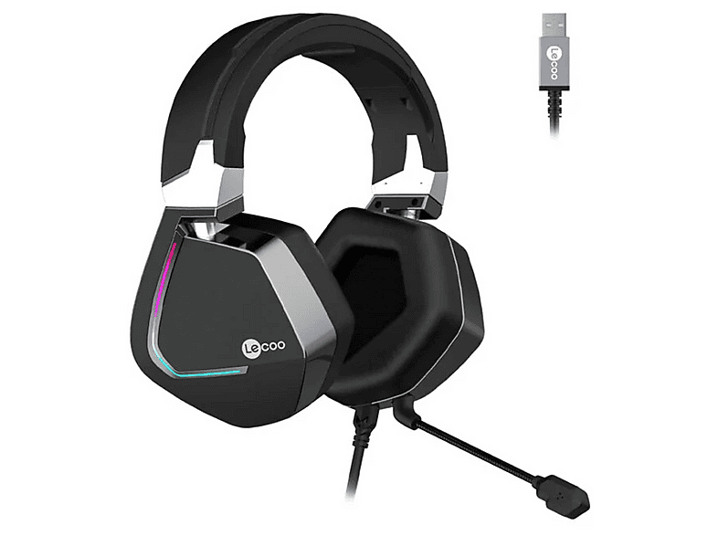 LECOO HT402 RGB LED Aydınlatmalı Mikrofonlu Kablolu Gaming Kulak Üstü Kulaklık Siyah