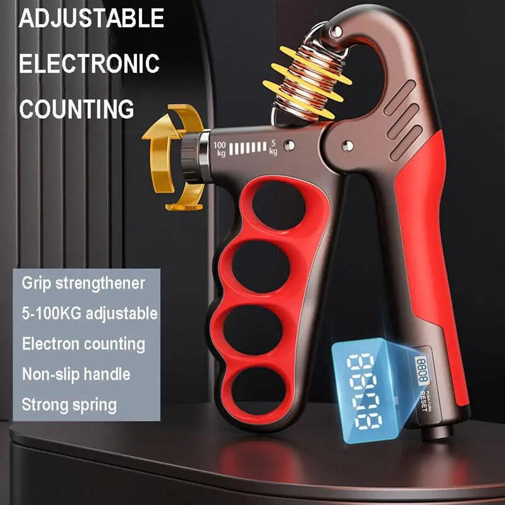 Verstellbarer Handtrainer mit elektronischer Zähleranzeige.