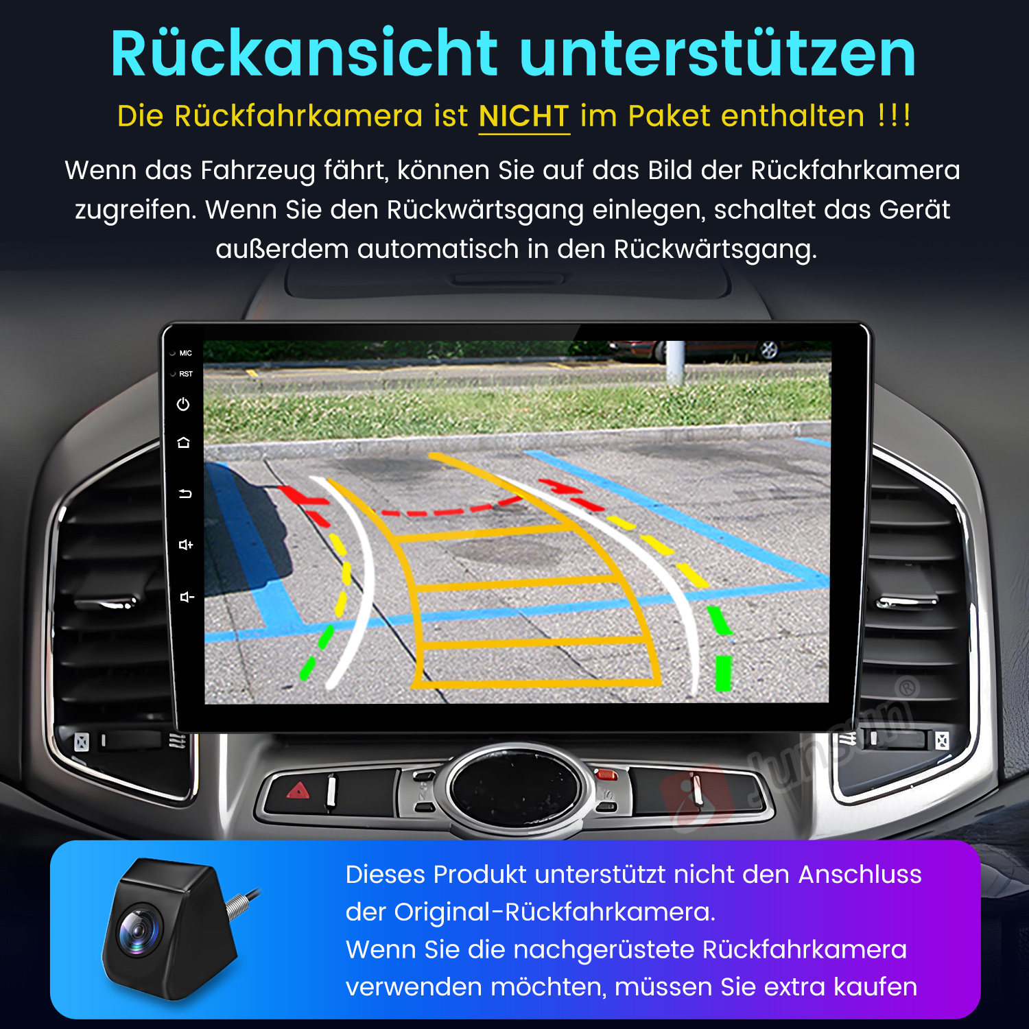 Auto-Rückfahrkamera-Display und separate Kamera.