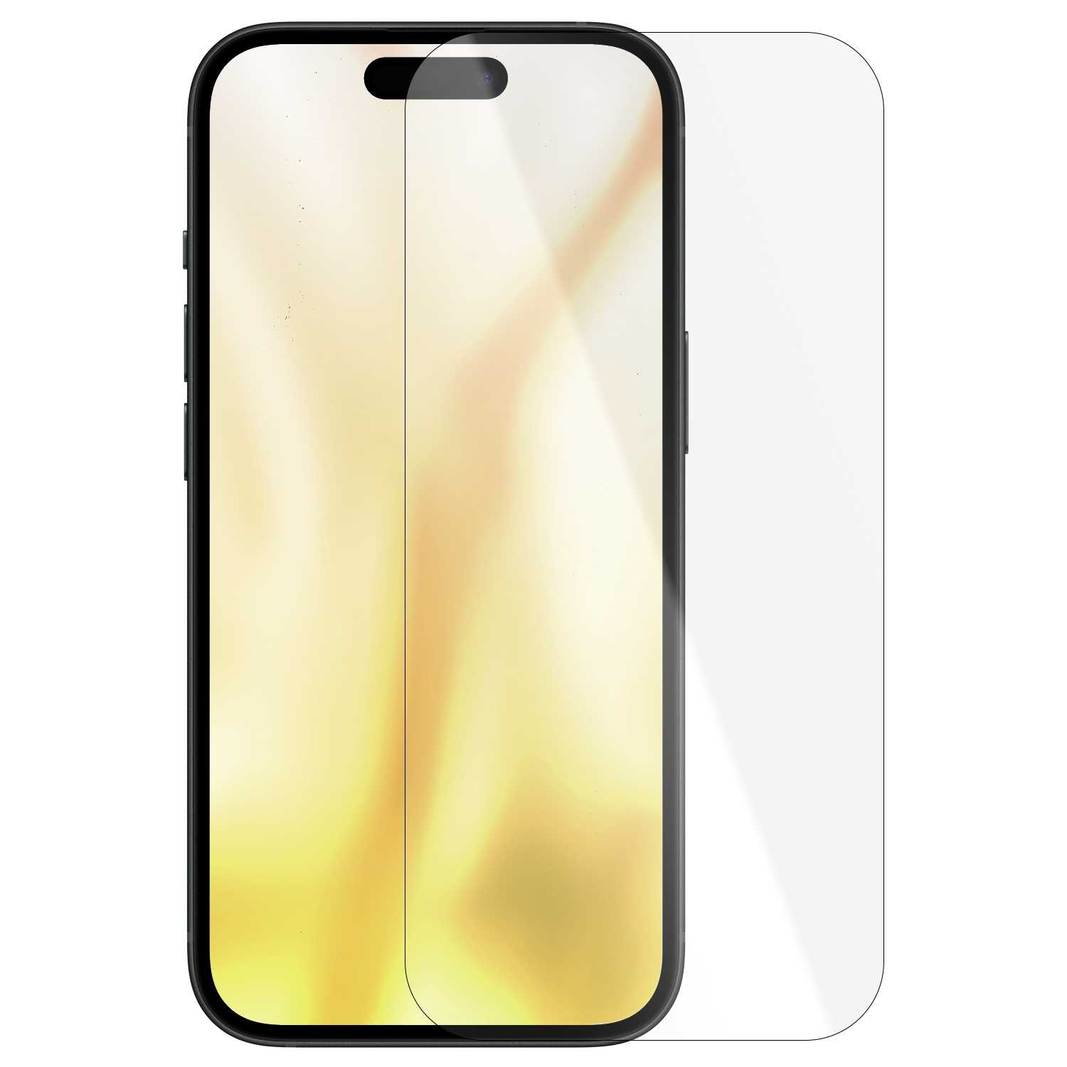 Czarny smartfon z folią ochronną na ekran obok.