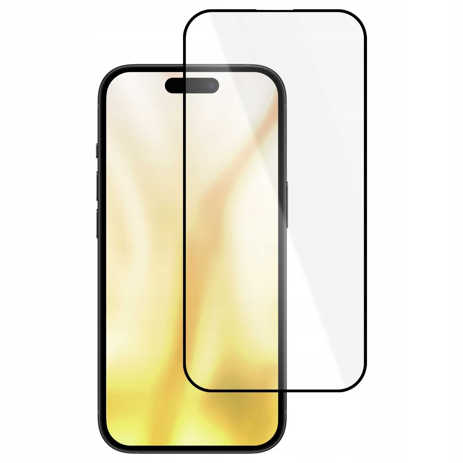 Czarny smartfon z obok leżącą folią ochronną na ekran.