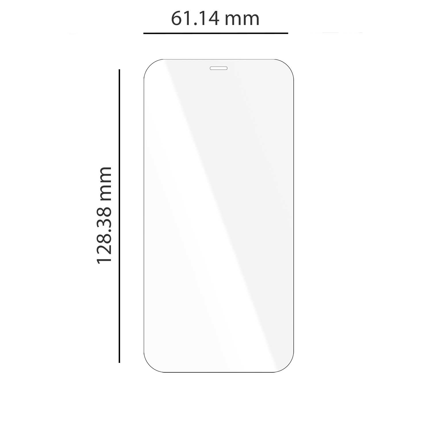 Folia ochronna na ekran o wymiarach 61,14 mm szerokości i 128,38 mm wysokości.
