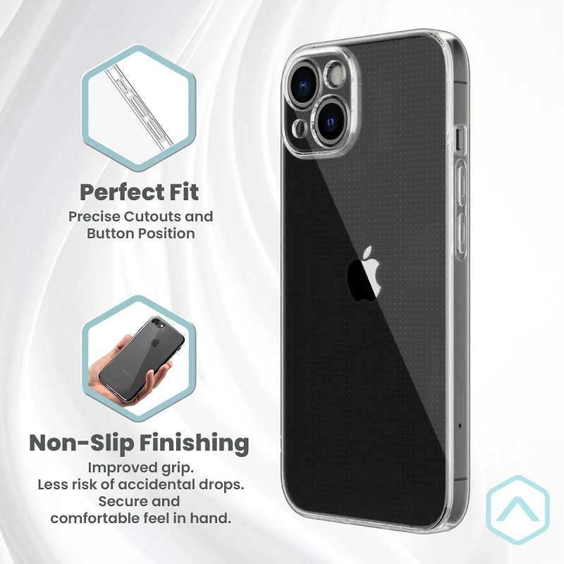 Funda transparente para teléfono con recortes precisos y acabado antideslizante.