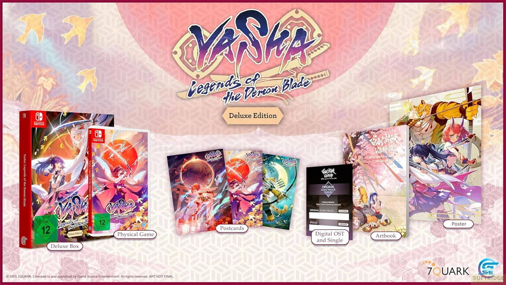 Yasha: Deluxe Edition-Inhalt mit Spiel, Artbook, Postkarten, OST & Poster.