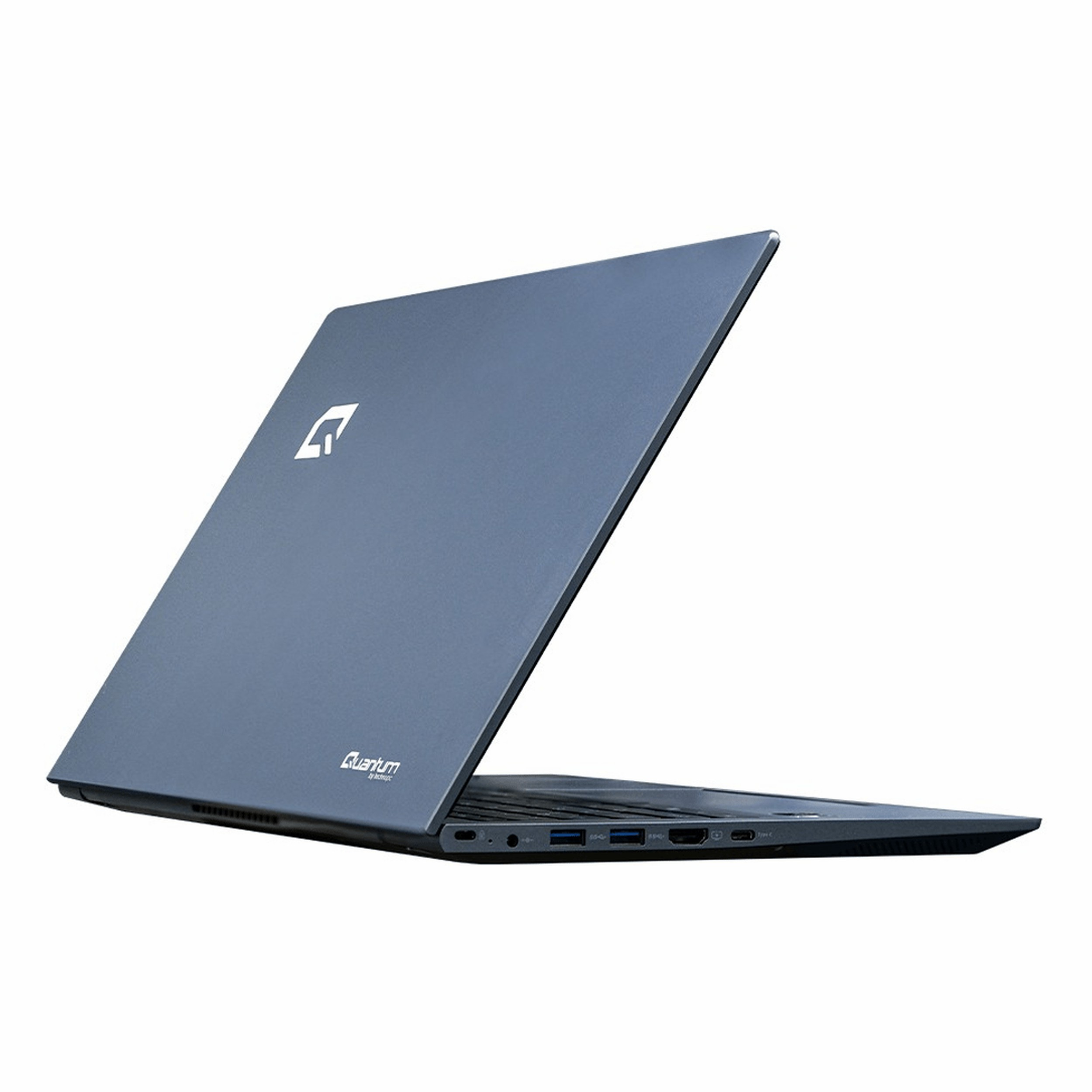 Kapalı, lacivert laptop ve üzerinde bir logo.