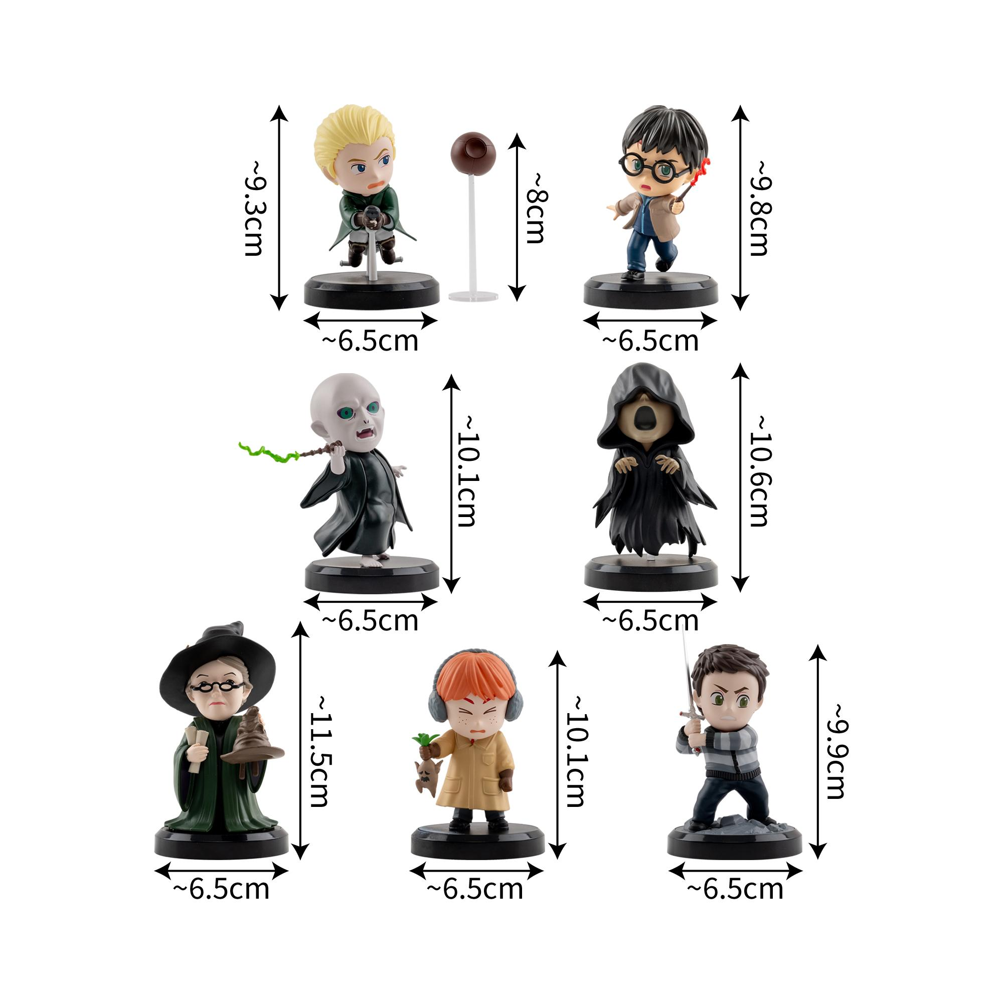 Figuras en miniatura: Draco, Harry, Voldemort, Dementor, McGonagall, Ron, un niño.