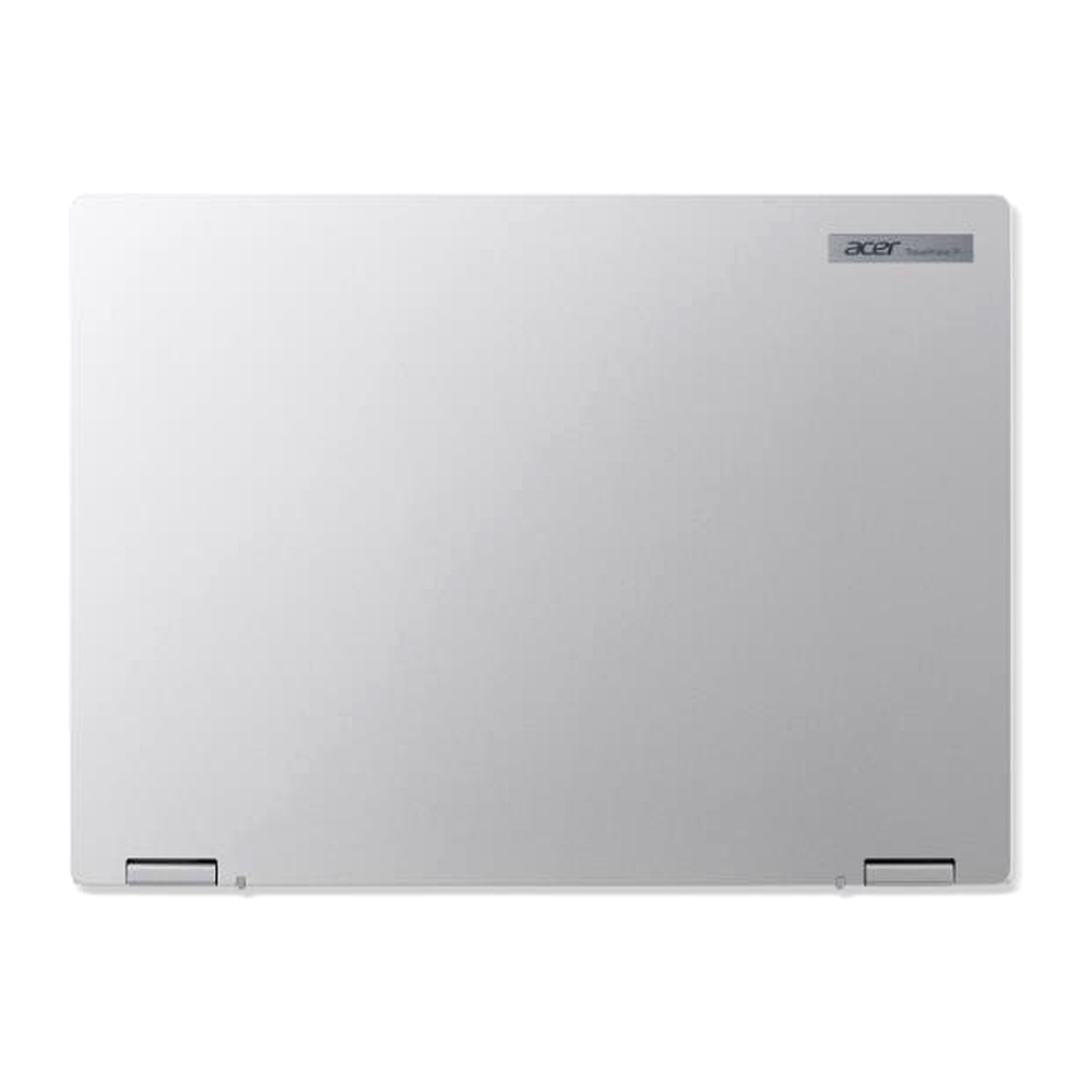 Un laptop Acer argentato chiuso con il logo in alto a destra.