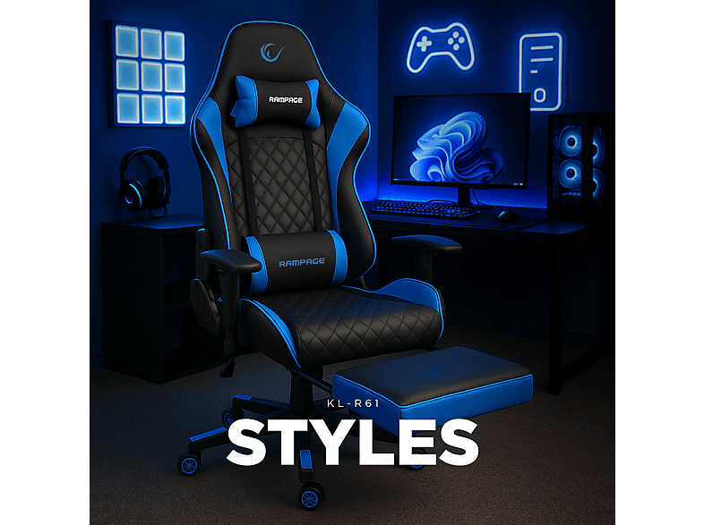 RAMPAGE Styles KL-R61 Oyuncu Koltuğu Mavi