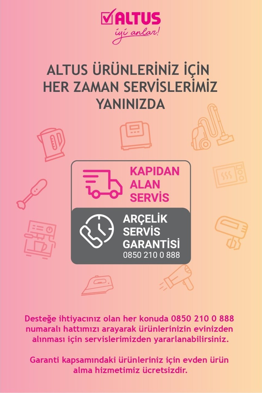 Altus ev aletleri servisi. Kapıdan alınan servis, garanti kapsamında.