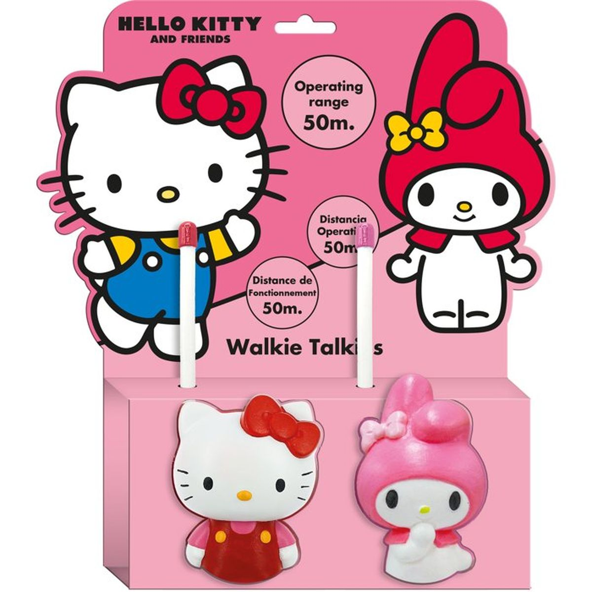 Walkie-Talkie Hello Kitty e Amici con 50m di portata, con figure.