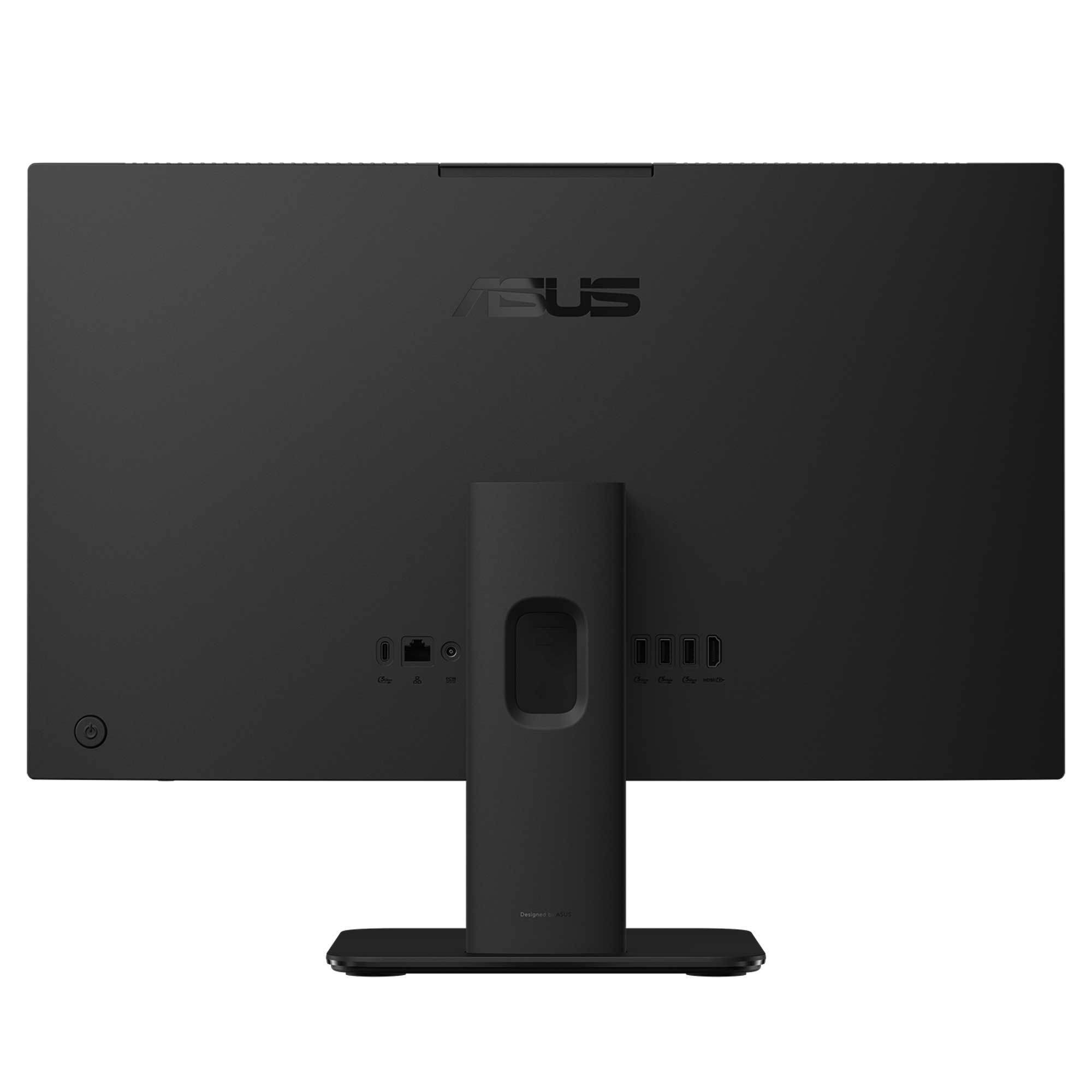 ASUS logolu ve bağlantı noktalarına sahip siyah monitörün arkası.