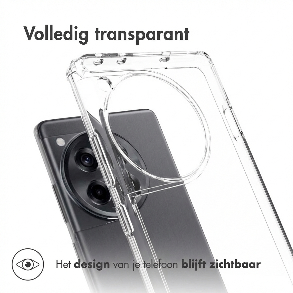 Custodia trasparente per uno smartphone scuro, che ne mostra il design.