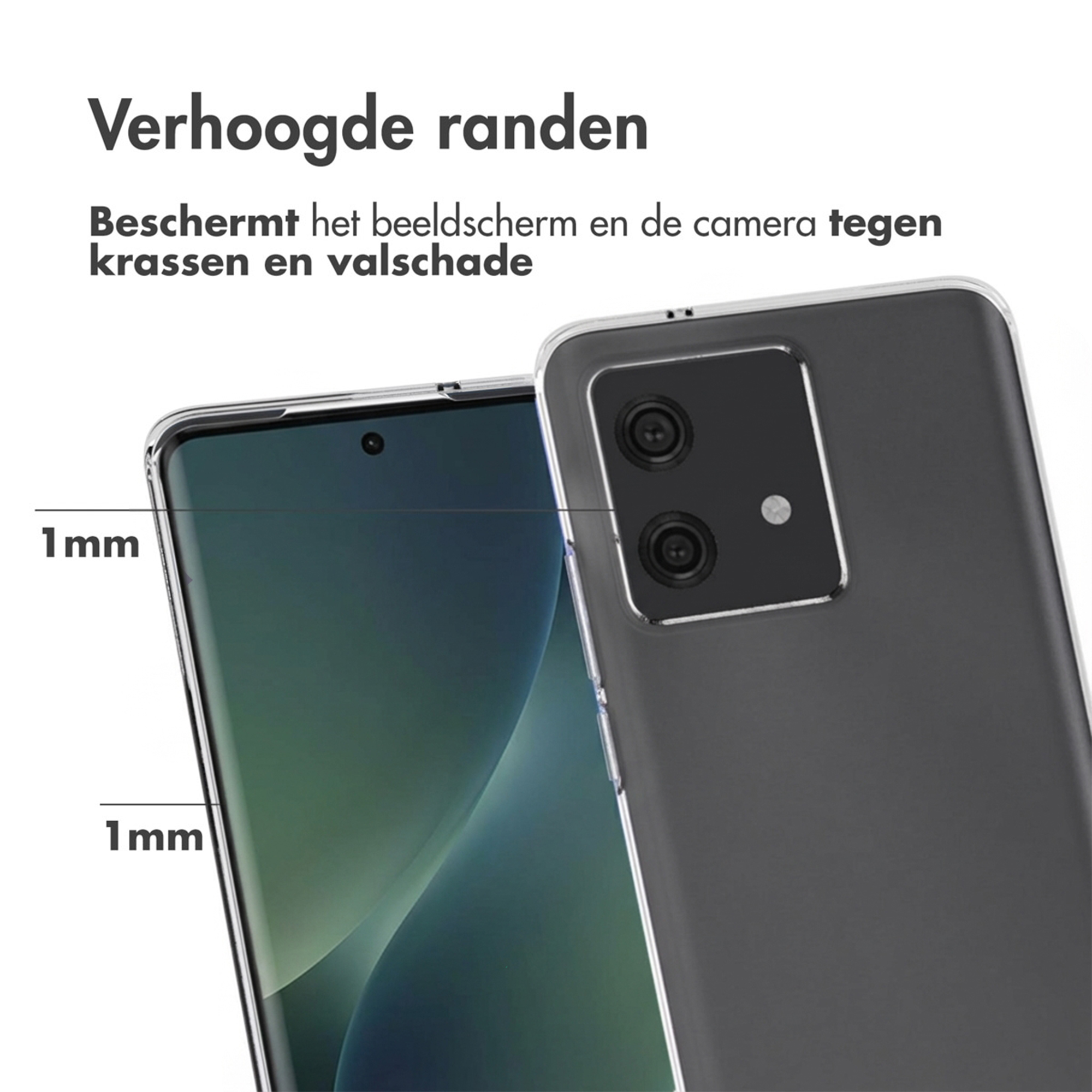 Uno smartphone con bordi rialzati, bordo da 1 mm per schermo e fotocamera.
