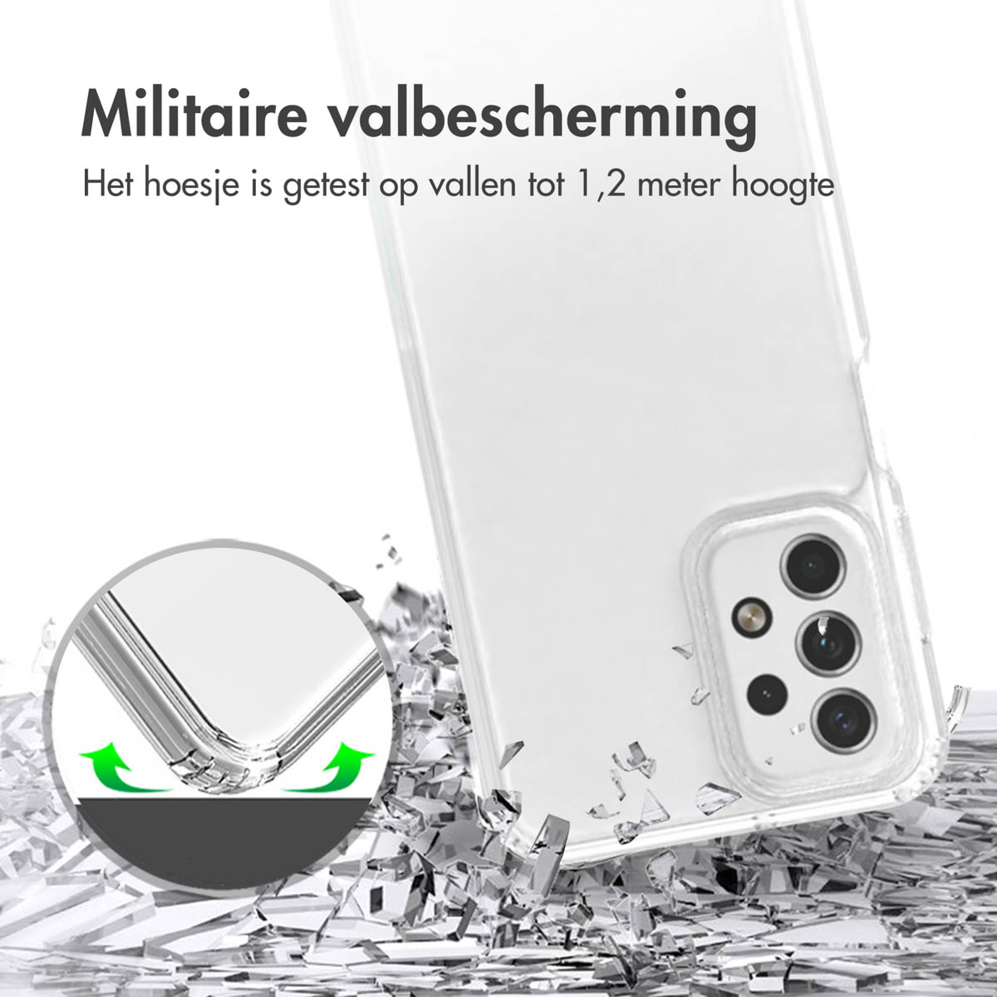 Custodia trasparente con protezione fotocamera, testata per cadute da 1,2m.