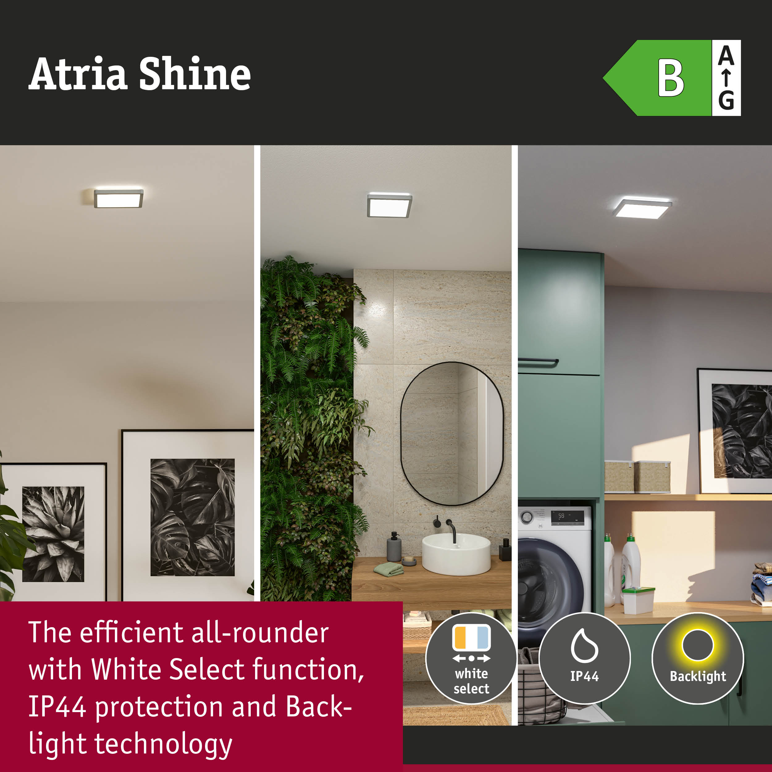 Zdjęcie produktu Atria Shine: Salon, łazienka, pralnia z lampą LED.