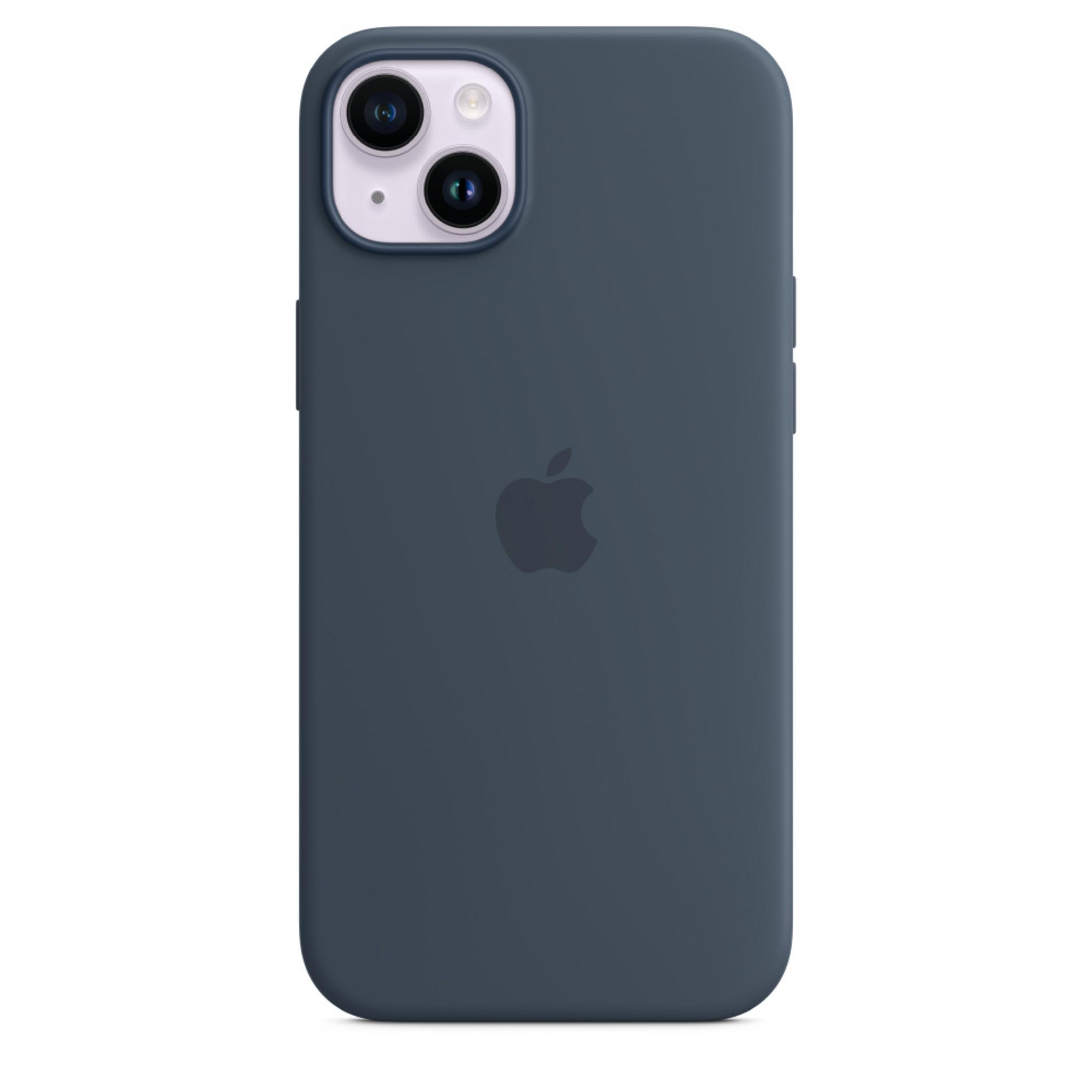 Ciemnoszare etui na iPhone z logo Apple i modułem aparatu.