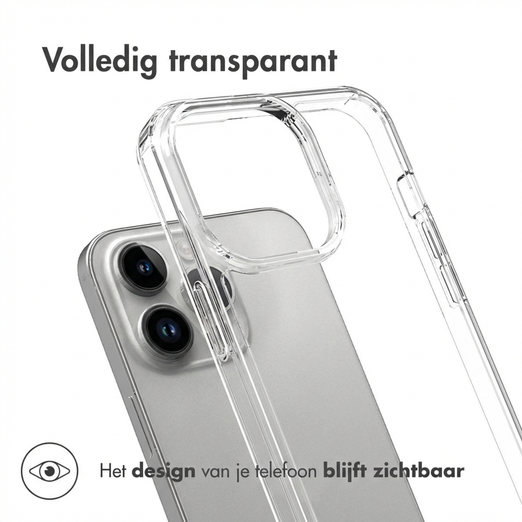 Una cover trasparente su un telefono. Il retro del telefono è visibile.