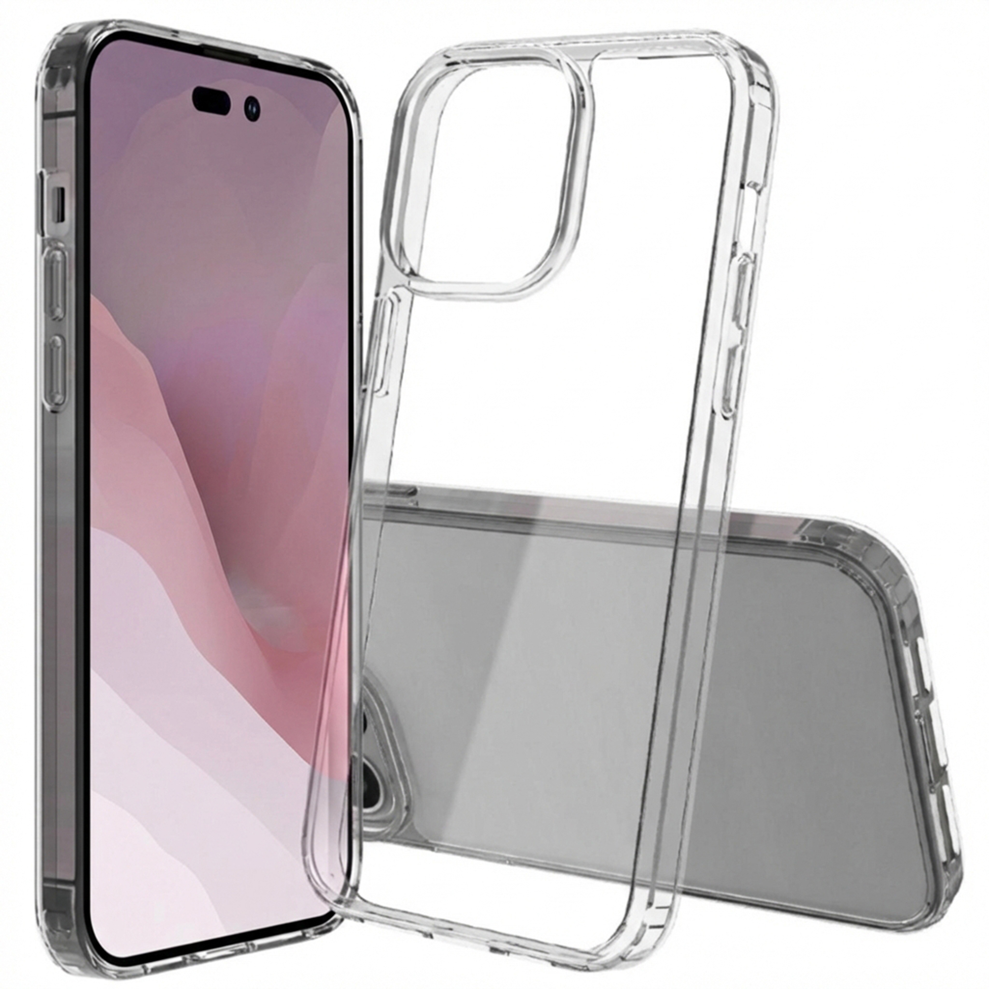 Una custodia trasparente per telefono è accanto a uno smartphone.