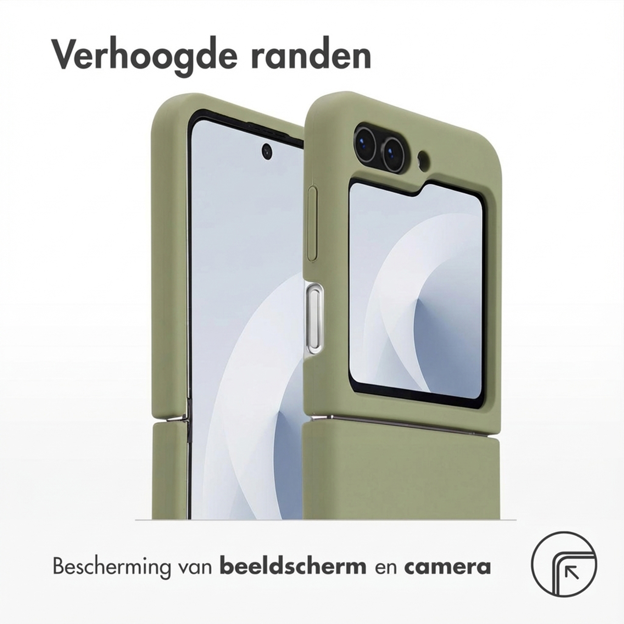 Grünes Handyhülle mit erhöhten Rändern schützt Bildschirm und Kamera.