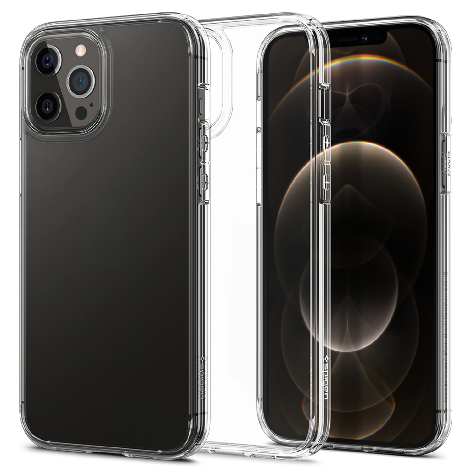 Przezroczyste etui chroniące smartfon widoczny na ekranie.