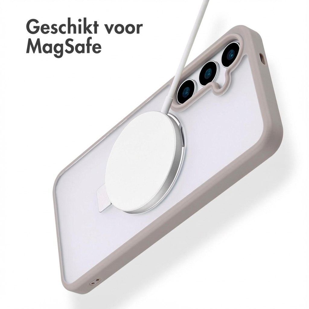 A phone case with a MagSafe charger attached to the back of a phone.