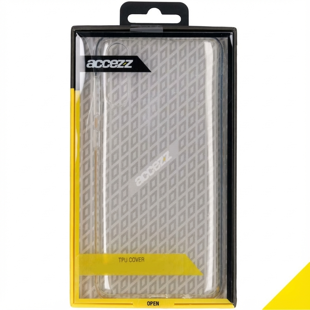 Confezione per cover trasparente per telefono con motivo e testo "TPU COVER".