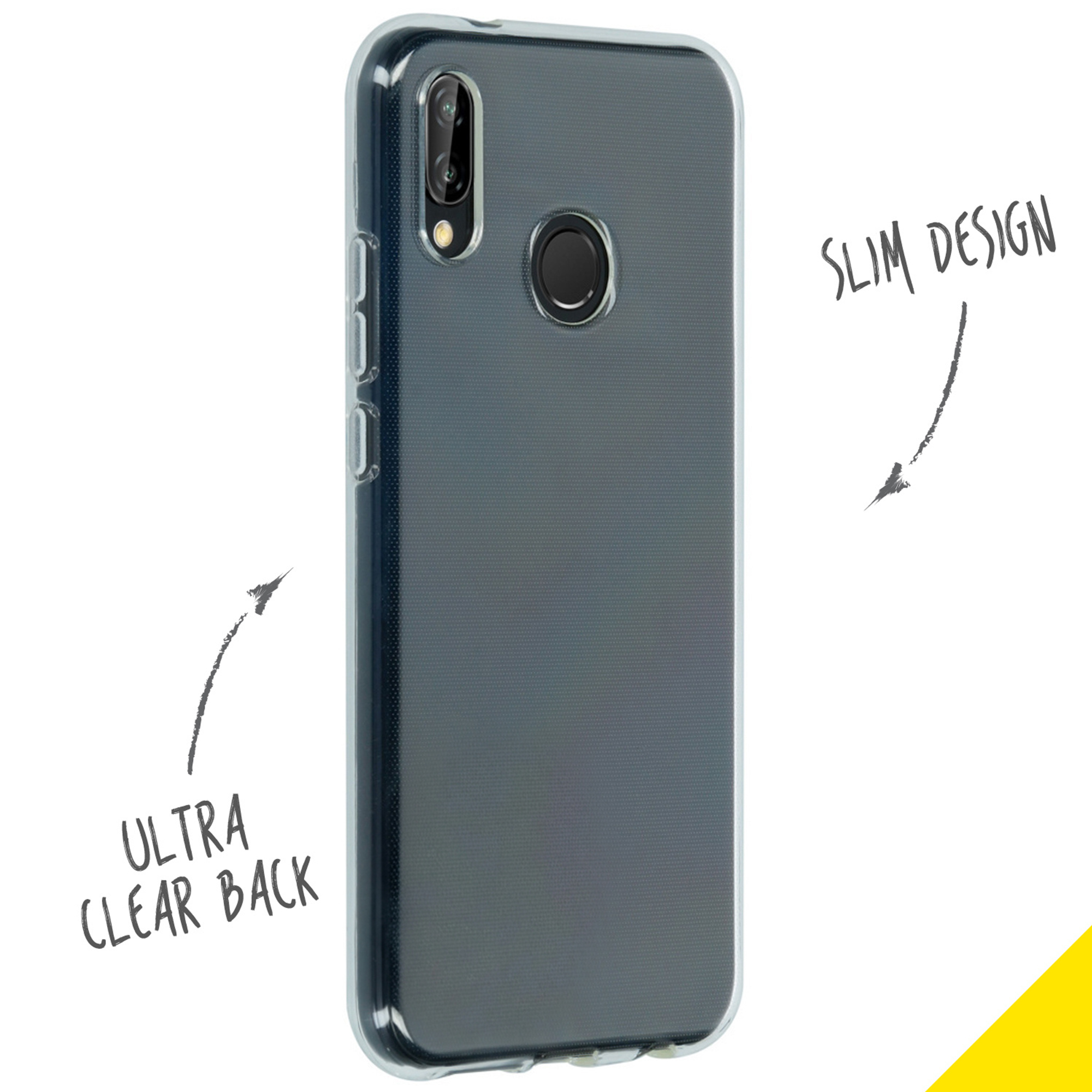 Clear phone case with camera and fingerprint sensor. Slim design, ultra clear back.