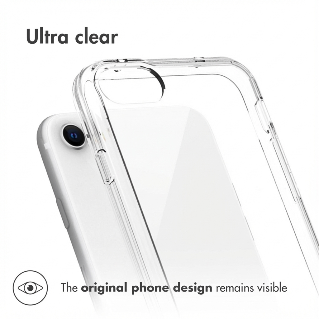 Custodia per telefono ultra trasparente che mostra il design originale del telefono.