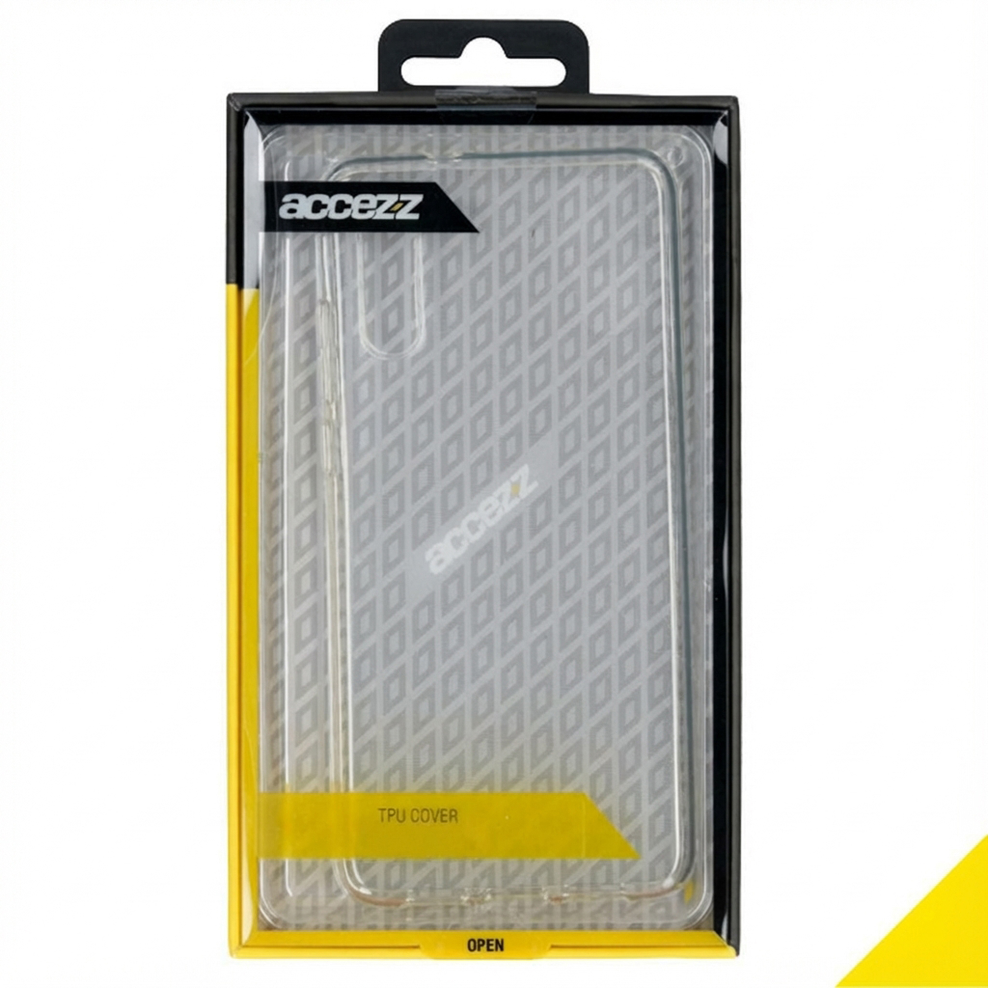Packaging with clear TPU phone case, pattern and logo.