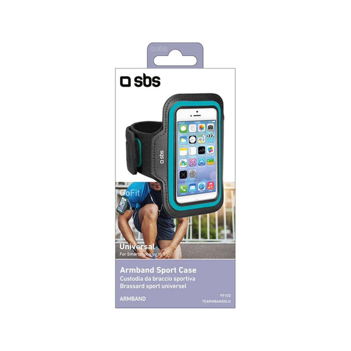Fascia sportiva Sbs con custodia per telefono e immagine allenamento.