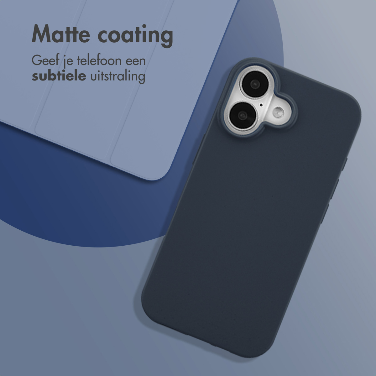 Custodia per telefono grigio scuro con rivestimento opaco e modulo fotocamera.