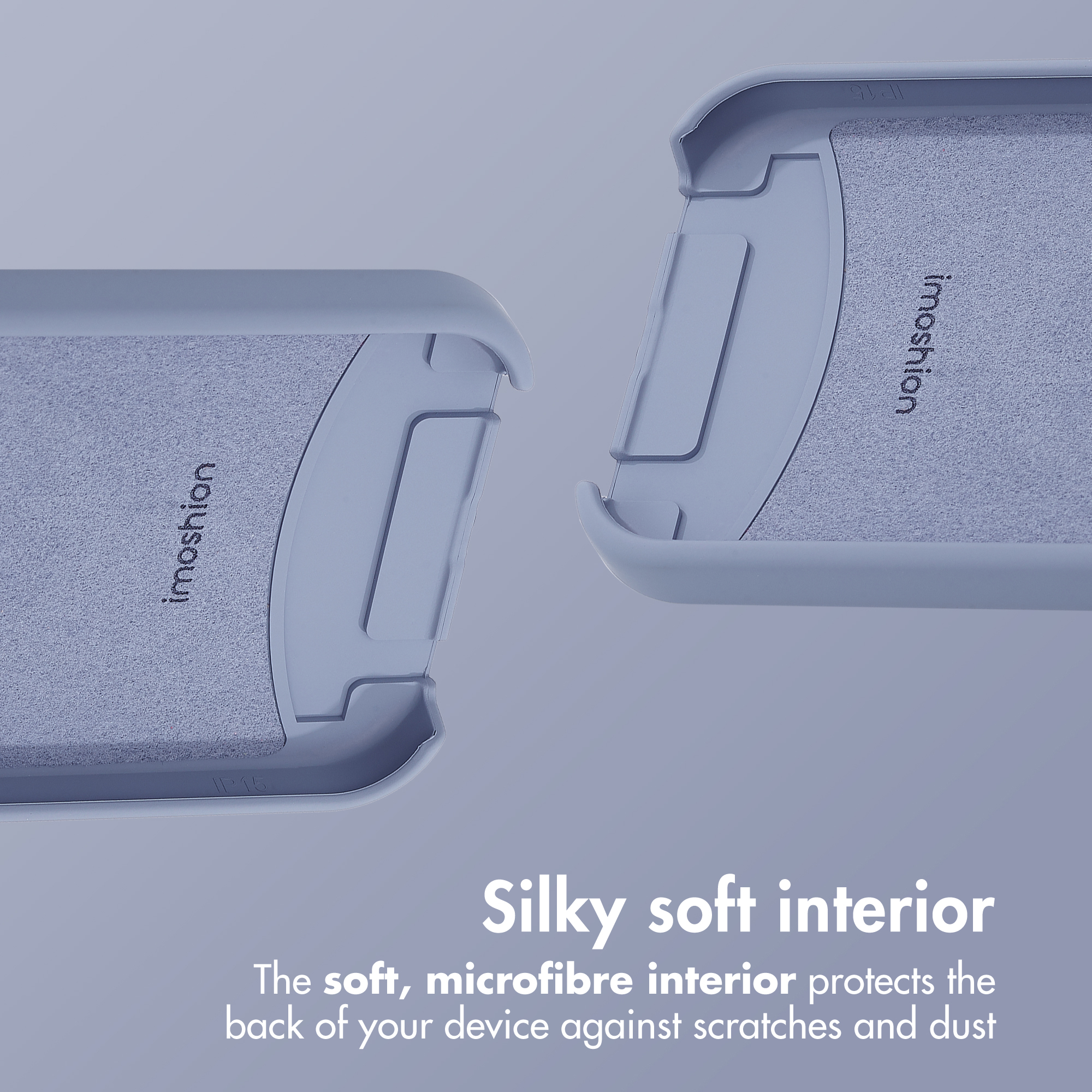 Two light blue phone cases with soft interiors.