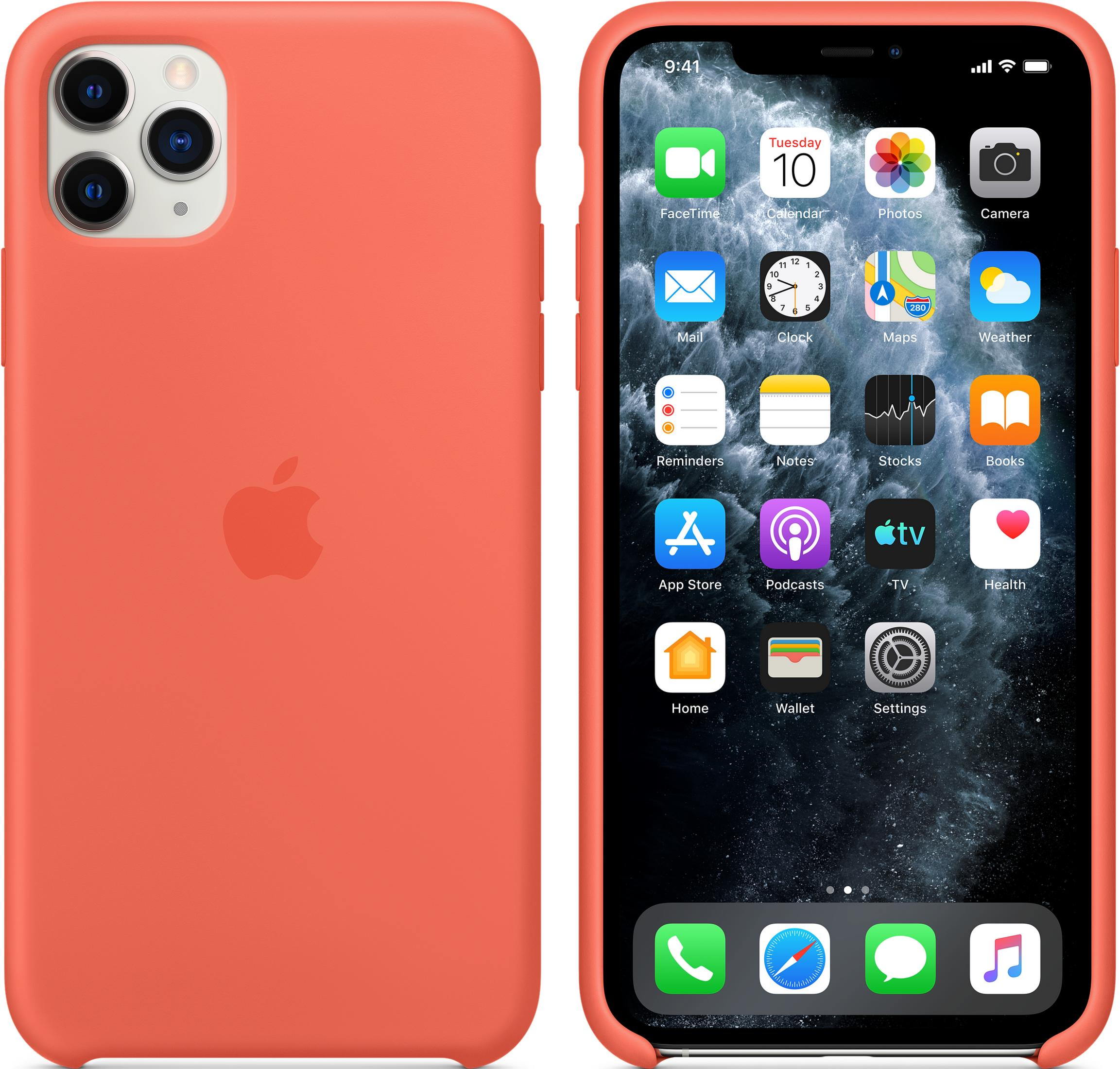 Un iPhone coral con tres cámaras y un logo de Apple. La interfaz de usuario es visible.