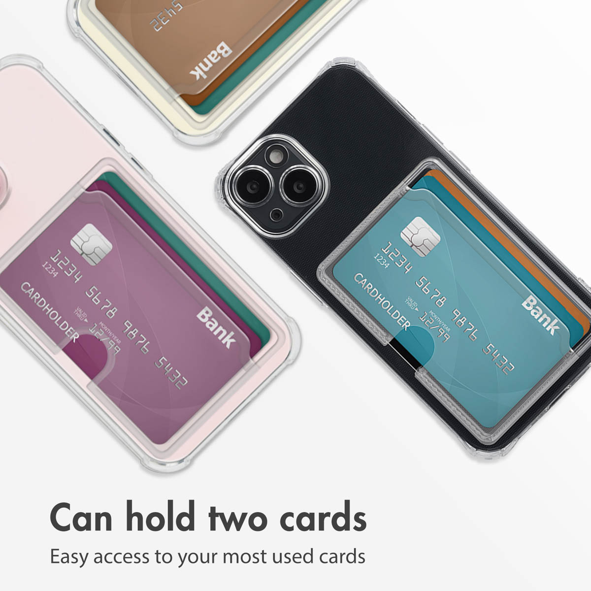 Custodia per telefono con slot per due carte.