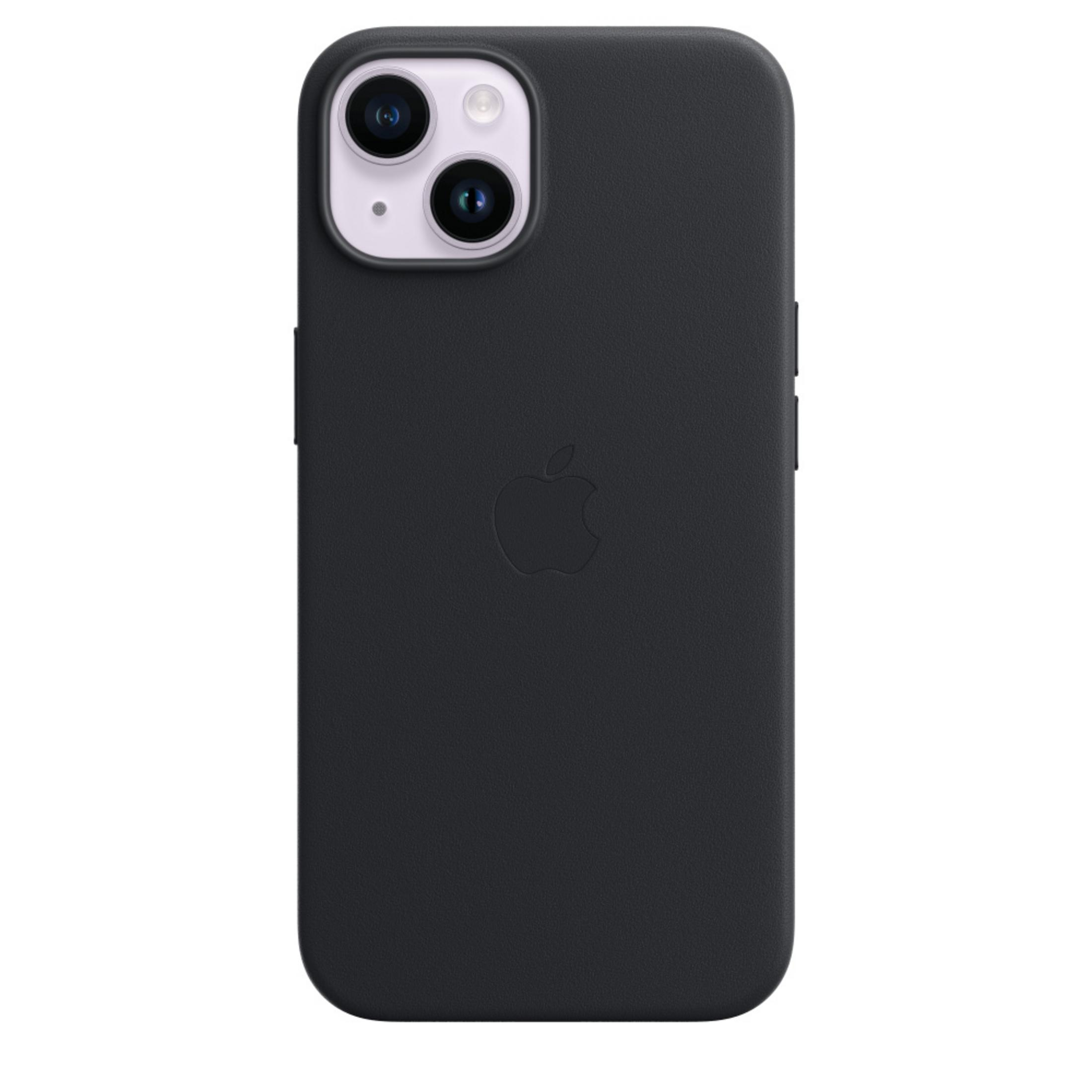 Custodia nera per telefono con due fotocamere e logo Apple.
